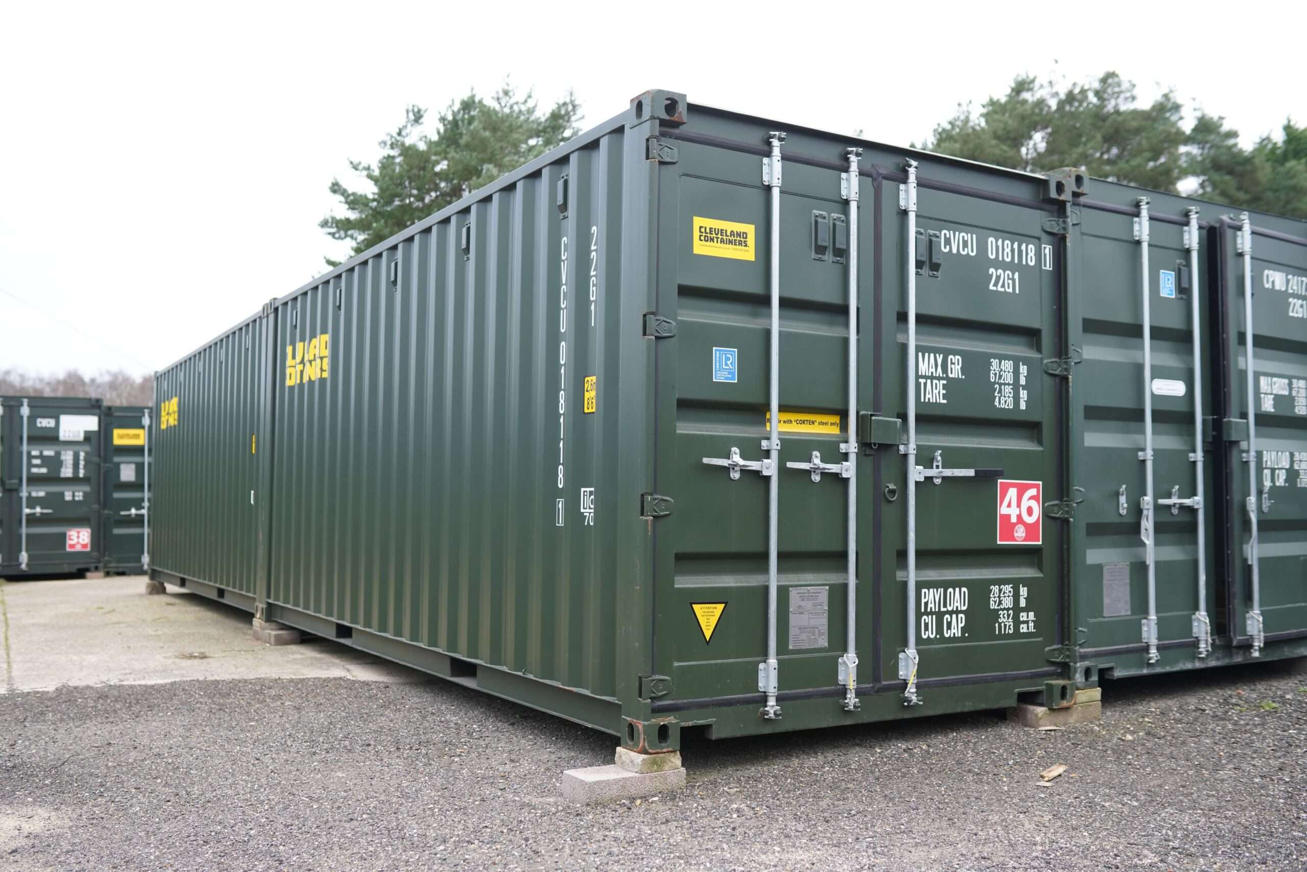Ventilated container storage at Dorchester site with winter-proof dry storage features